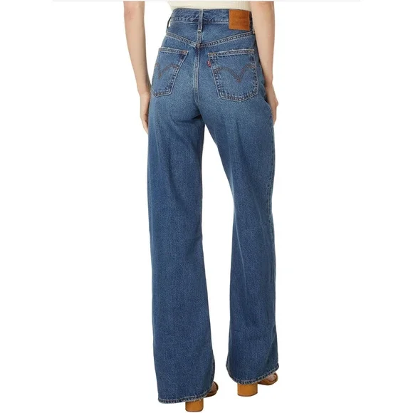 LEVI'S Women's Ribcage Wide Leg Jeans 27x32 US 4 Polar Blue A6081-0012 NWT - Picture 4 of 11
